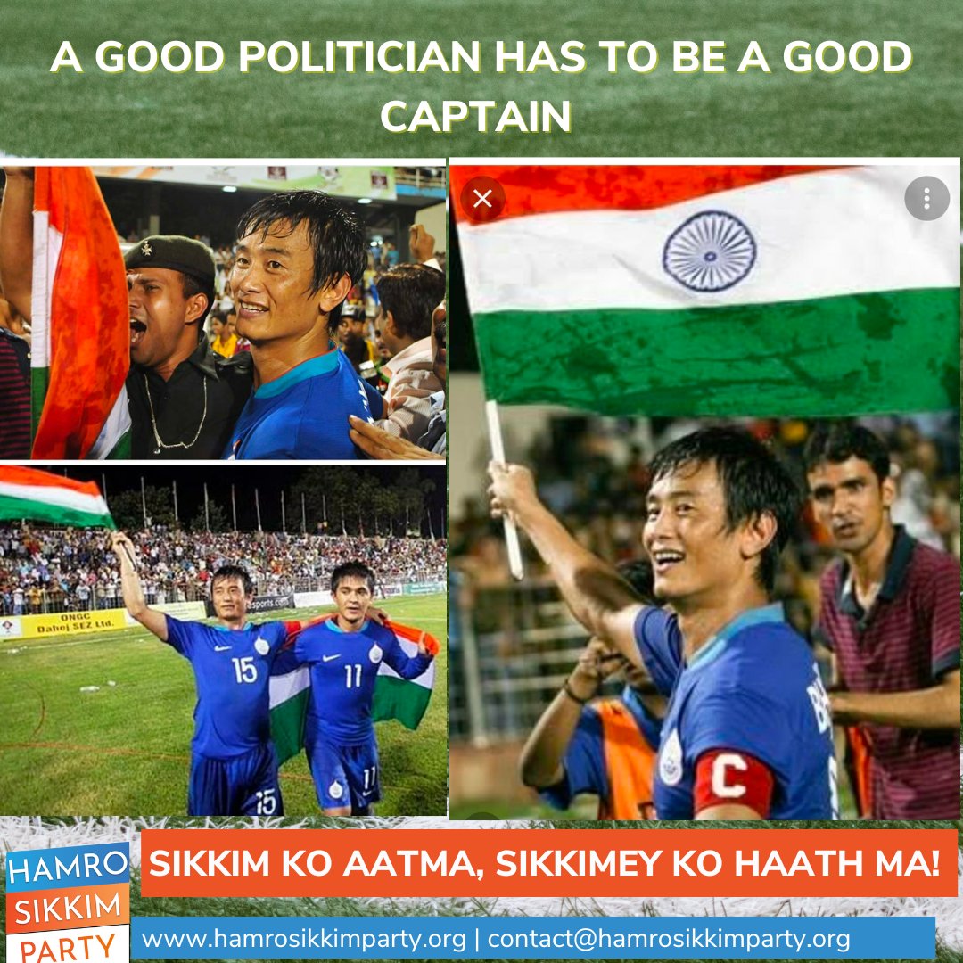 1HamroSikkim's tweet image. A good Politician has to be a good captain!
#HamroSikkimParty #BhaichungBhutia #LeaderByExample #CleanPolitics