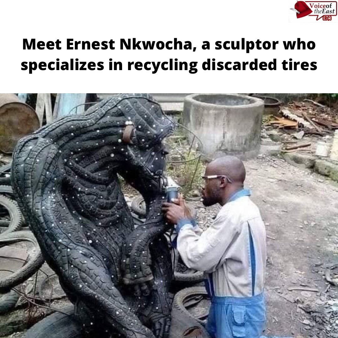 Ernest Nkwocha <a href="/NkwochaErnest/">Nkwocha Ernest</a> is an extraordinary tyre sculptor with the rare and uncanny knack for seeing the beauty in the seemingly mundane. 

He expresses this talent by sculpting intriguing artworks with disposed tyres found around Lagos.