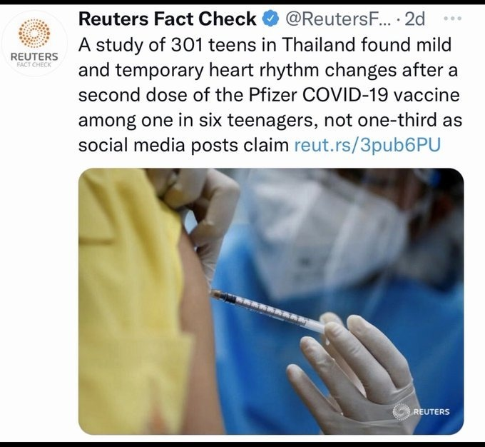 JosepLi2's tweet photo. @DrAseemMalhotra at least he is quoting from studies done , other networks do not bother , worse they try to discredit well rounded studies and and try to mediate the severity of the results of these official studies ,  for Reuters there is no place in the new brave world : https://t.co/2ilBhok7TF
