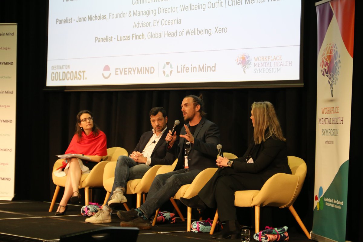 anzmha's tweet photo. Closing out the first day of #WMHS22 is our keynote panel with Lucas Finch @Xero, Jono Nicholas @EYNews and Dr Laura Kirby @CommBank, who will discuss 'What Do Chief Mental Health Officers Do and What Does this Mean for the Future of Workplace Mental Health?' https://t.co/TYFUez7QxU