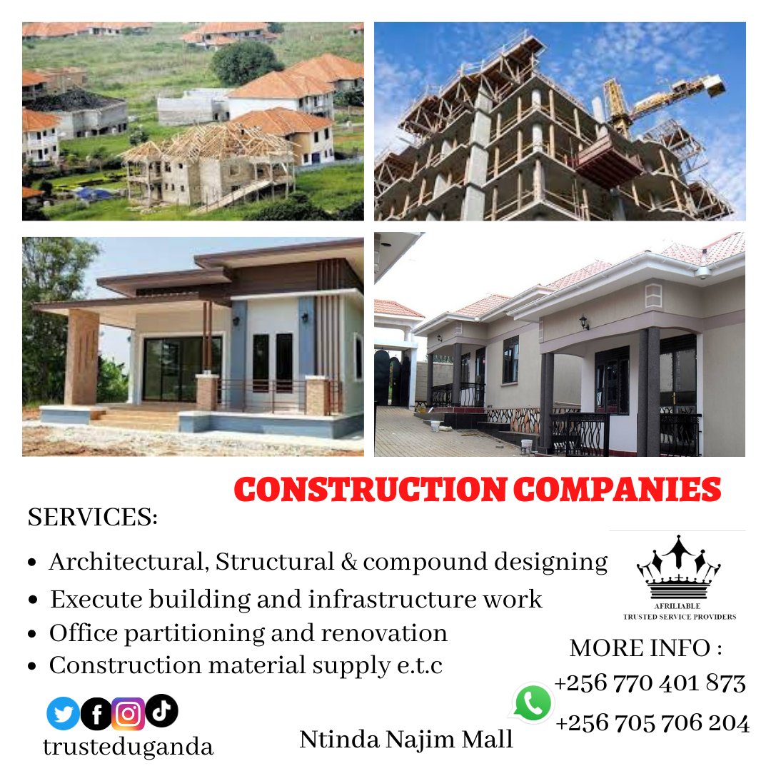 TrustedUganda's tweet photo. Hello Uganda we are here to serve you. 
By using our fully vetted service providers, you save money &amp; time. 
They provide the best technical advice and service needed to a consumer without compromising Quality. https://t.co/Gc0AfwodlZ