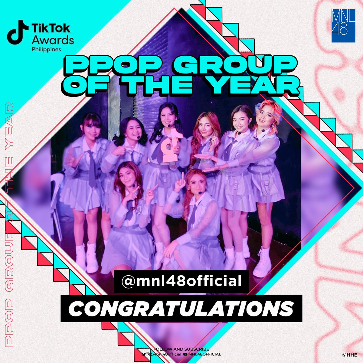 [ #MNL48TiktokAwardsPH ] 

MNLoves, can you believe this? Nakuha natin ang PPOP Group of the Year trophy! 👏🏻

This award wouldn't be possible without you 🙏🏻 We are genuinely grateful for your dedication! 

Blue hearts everyone! 💙

#MNL48 #TiktokAwardsPH2022