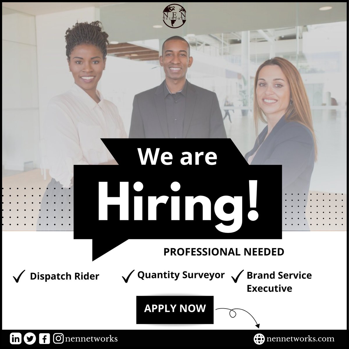 nennetworks's tweet photo. ๐Urgent Vacancies๐ฏ
Apply via the link on the bio
โ
https://t.co/5a64MiMcz5
#jobserach #naijajobs #nigeriajobs
#naijahr #nigeriancorpers #nigerianjobsearch #instajobs #hrinnigeria #recruitersinnigeria #recruitmentagency #recruitersinabuja #outsourcing #abujarecruiter https://t.co/nJIeNfGlP4