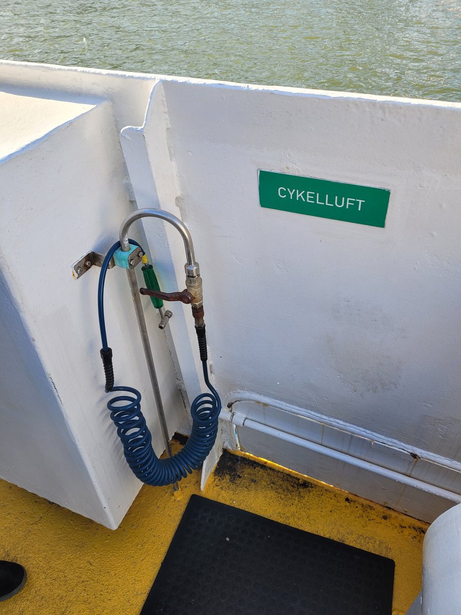 On the riverboat to Lindholmen in Gothenburg. A (functional) bike pump. Swedes!
