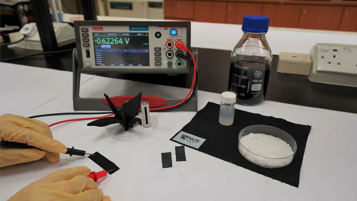 talius's tweet photo. Researchers Invent #Selfcharging, #Ultrathin Device that #Generates #Electricity from #Air #Moisture
A new moisture-driven electricity generation device has been made of a thin layer of fabric, sea salt, carbon ink, and water-absorbing gel.... https://t.co/HKPXKHIO6K https://t.co/tfBHLtAeR8