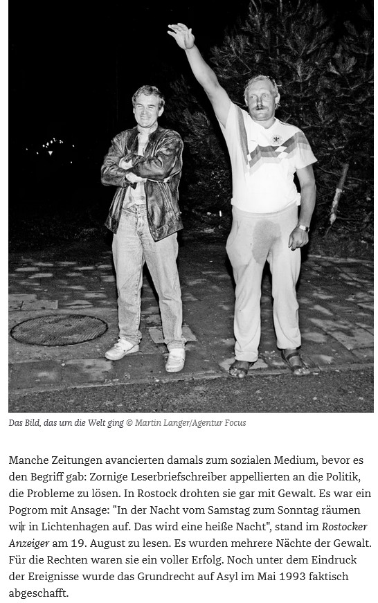 ChristianFuchs_'s tweet photo. Auch vor 30 Jahren gingen dem rassistischen Pogrom von #RostockLichtenhagen erst Hassrede und verbale Gewalt voraus. Das soziale Medium 1992 war unter anderem eine Lokalzeitung. Es beginnt immer mit Worten. 

In Gedenken der Betroffenen rechtsextremer Gewalt. https://t.co/EiANLCGFrO