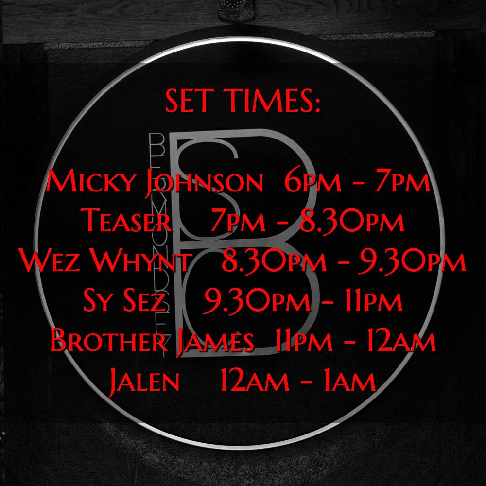 deejaywezwhynt1's tweet photo. Set Times For This Sunday. We are  completely Sold Out. No Ticket No Entry. Last Entry 9pm. @SySez @Teaserdj @SmoothMJ007 @Brojames_music  Jalen. See you on the dance floor https://t.co/qnnOyFmT9F
