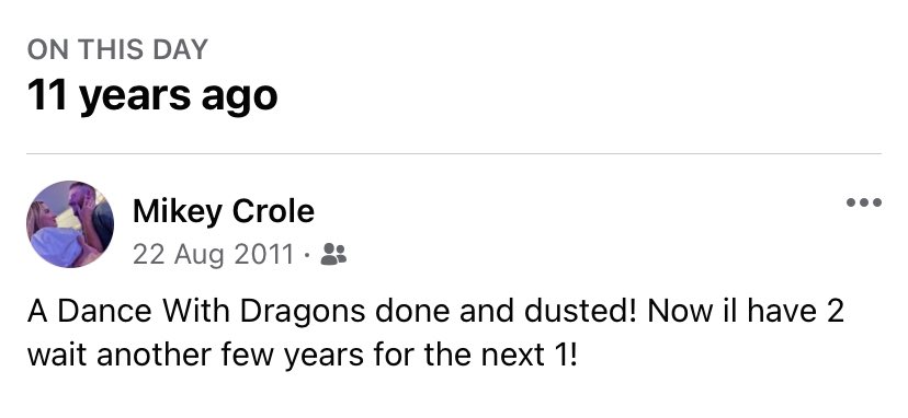 Oh how wrong i was! <a href="/GRRMspeaking/">George RR Martin</a> any progress mate??

#stillwaiting #HouseoftheDragon #GameOfThrones #asongoficeandfire #Novel #bookseries #HouseOfTheDragonHBO