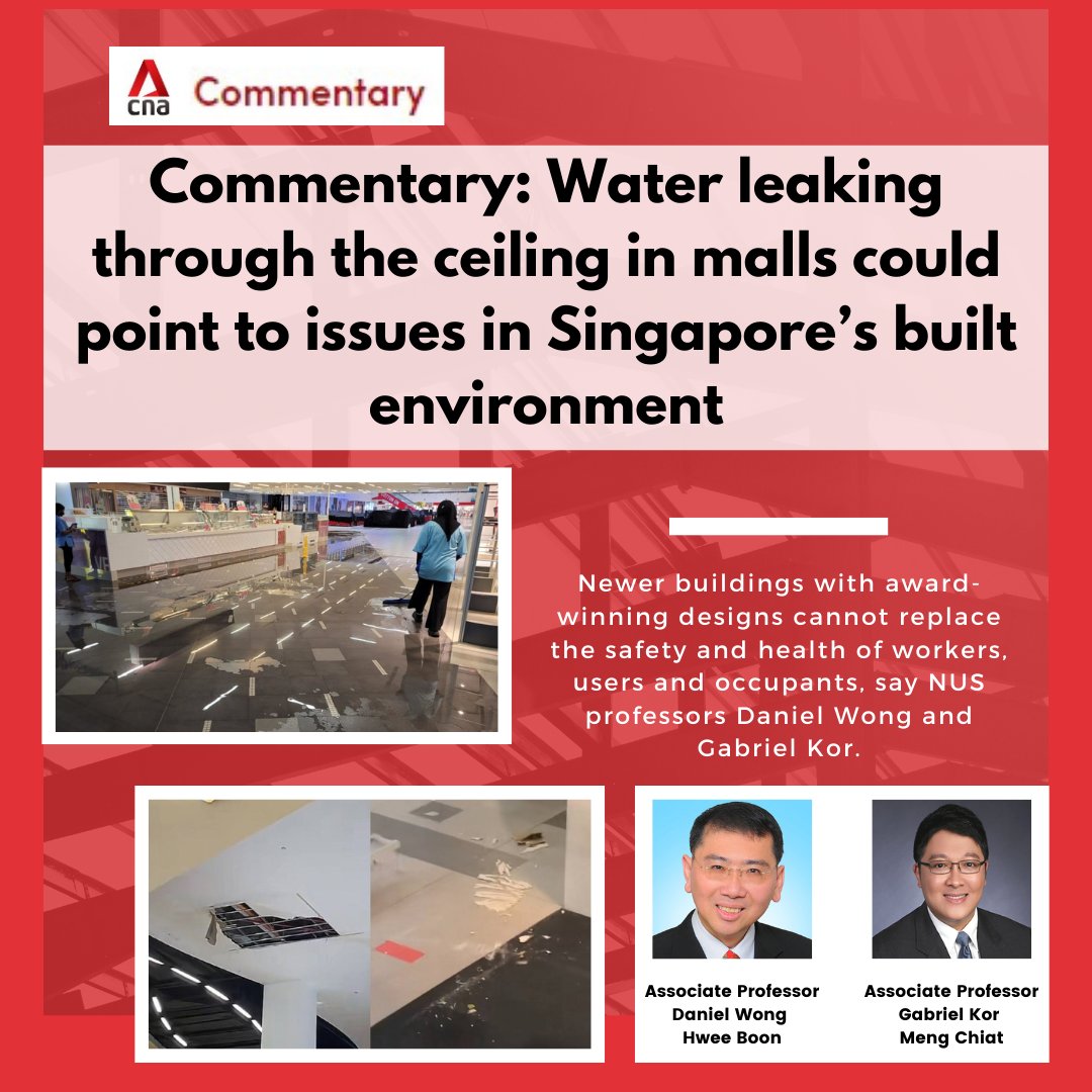 A/Prof Daniel Wong and A/Prof Gabriel Kor share their thoughts on how "Newer buildings with award-winning designs cannot replace the safety and health of workers, users and occupants".
 
Find out more at:
bit.ly/3TifMpY

#NUS #CDE #DBE #CNA #IPM #Infrastructure