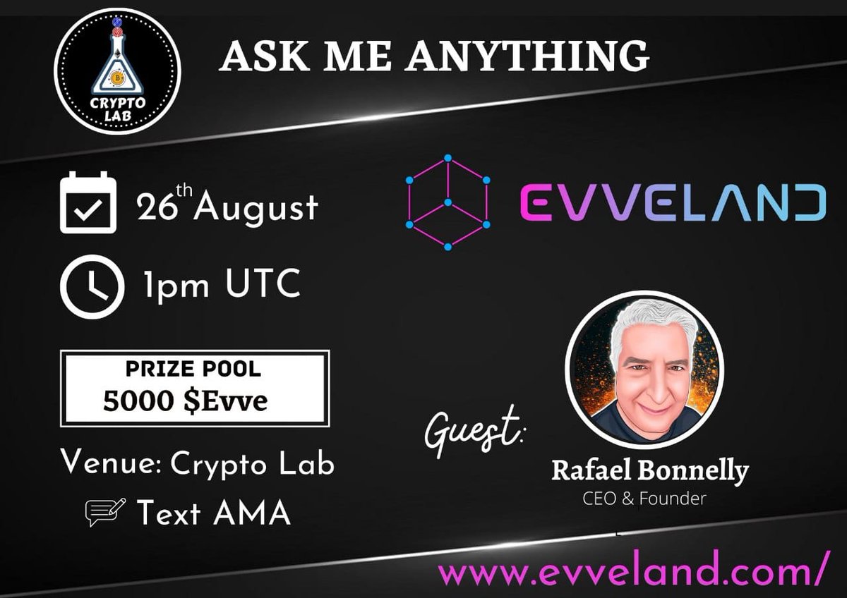 evveland_web3's tweet photo. Tighten up your seat belt and get ready for our next #AMA session this 26th. Join us in our interactive session and get the chance to win $EVVE tokens! https://t.co/ufULBWv3gs