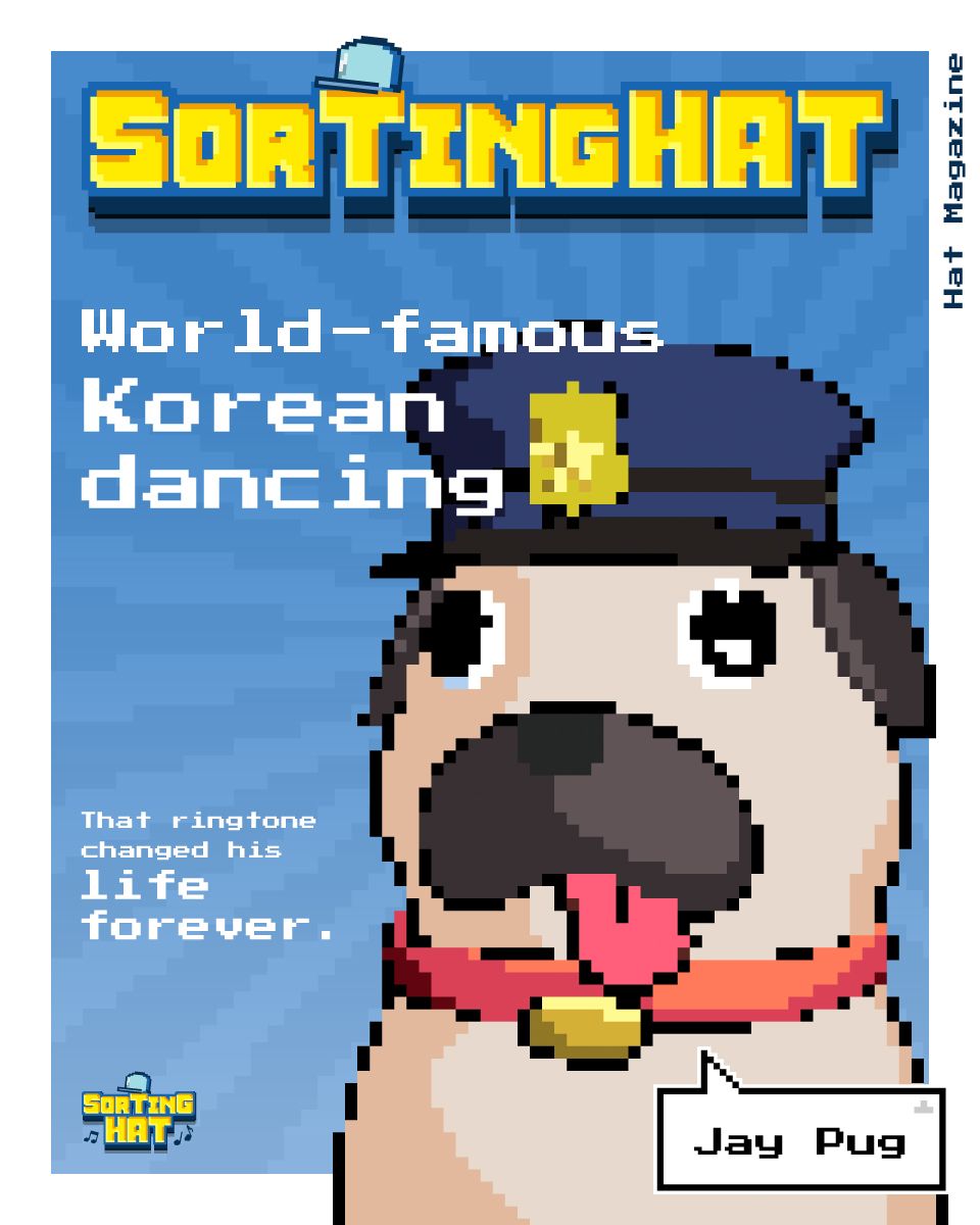 sortinghat_nft's tweet image. 📢  Character intro: Jay Pug 
 
He is a world-famous Korean dancing performer with short legs but proved himself to be the best in town. 🐶 ✨ 🕺 
Back then, He used to be the police, But he was fired because he was caught dancing to the criminal’s ringtone. 🎵