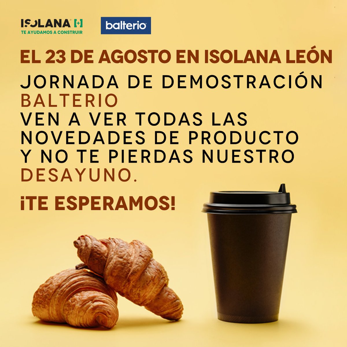IsolanaOficial's tweet photo. 📢 Este martes 23 de agosto, ven a la #JornadaTécnica de demostración #Balterio en nuestra delegación #ISOLANA en #León
☕ Compartiremos un desayuno viendo las novedades de productos ¡Te esperamos!
🕗 Martes de 8:00h a 11:00h
📌 Isolana León https://t.co/3d1jyP9N67