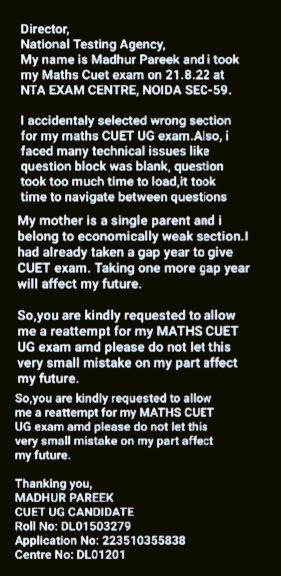PYTHONPRO5's tweet image. Pls RT this as much as possible so this reaches highest level.
Pls help me save my future!
@DG_NTA @dpradhanbjp @EduMinOfIndia #CUETUG2022
#CUET #CandleMarchForJeeNeetCuet