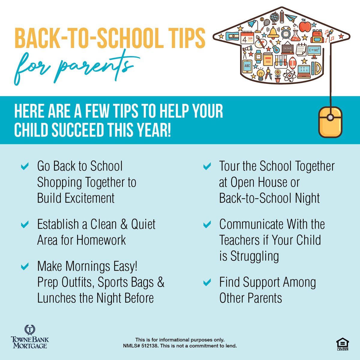 Help your child succeed this year with our back-to-school tips for parents! Trying to succeed at buying a home this year? As your mortgage professionals, we can help with that too. Contact us to learn more!   #BackToSchool