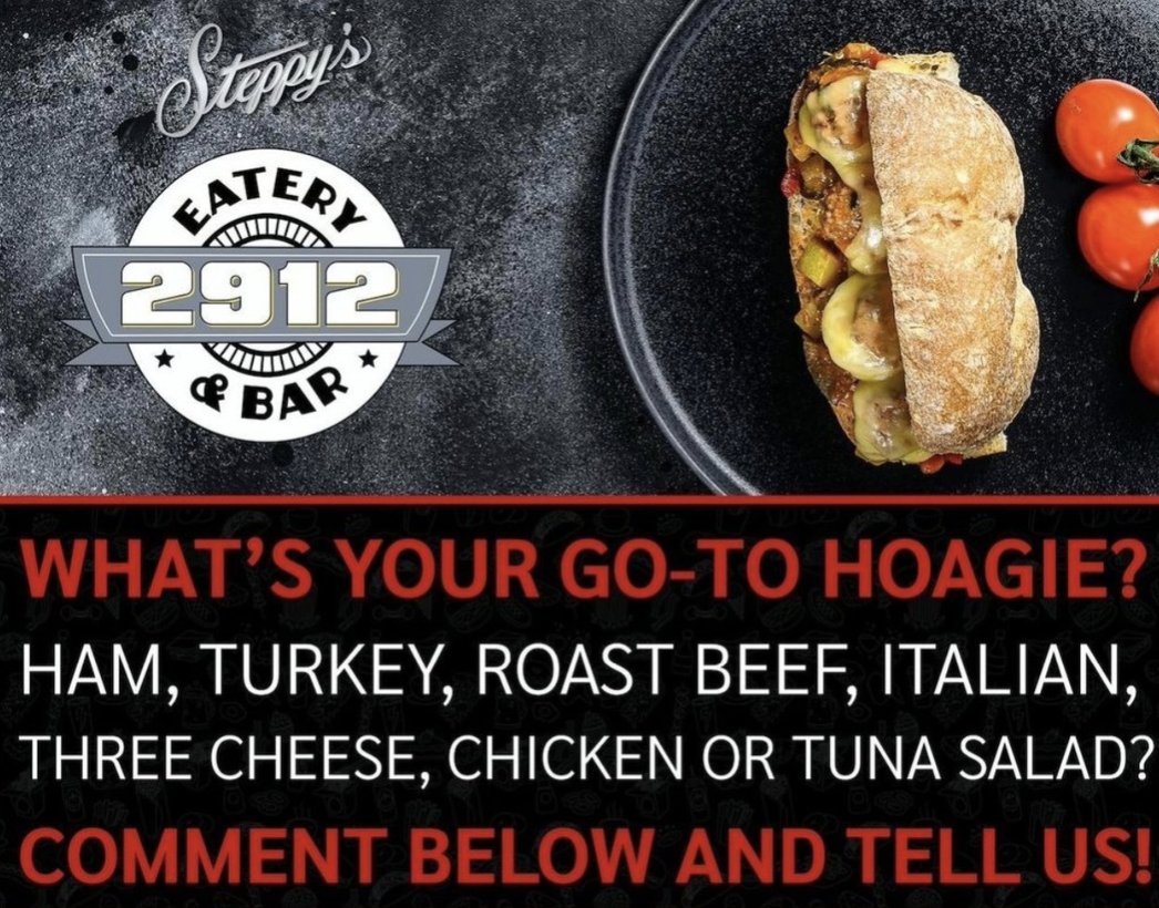 Steppys's tweet photo. What’s your go-to Hoagie? Ham, Turkey, Roast Beef, Italian, Three Cheese, Chicken or Tuna Salad? Comment below and tell us! 
#wegottaknow #tellus #whichone https://t.co/euEhXXhXHD