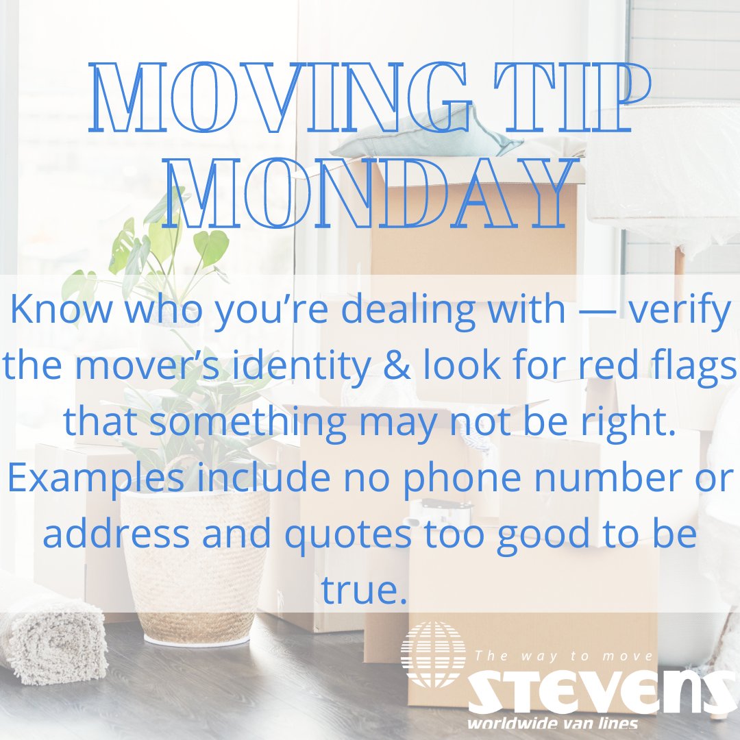 StevensVanLines's tweet photo. Red flags aren't always glaring - be sure to watch for more subtle signs. #MovingTipMonday https://t.co/hfbHHsDCoW