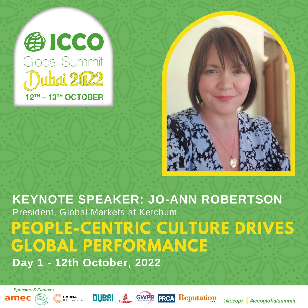 We are pleased to announce that @RedRobertino, @KetchumPR President, Global Markets, is also confirmed to speak at the #ICCOGlobalSummit! 

Jo-ann’s leadership spans the agency’s operations across the UK, Germany, Brazil, Canada, Belgium & Austria. 

More iccosummit.org