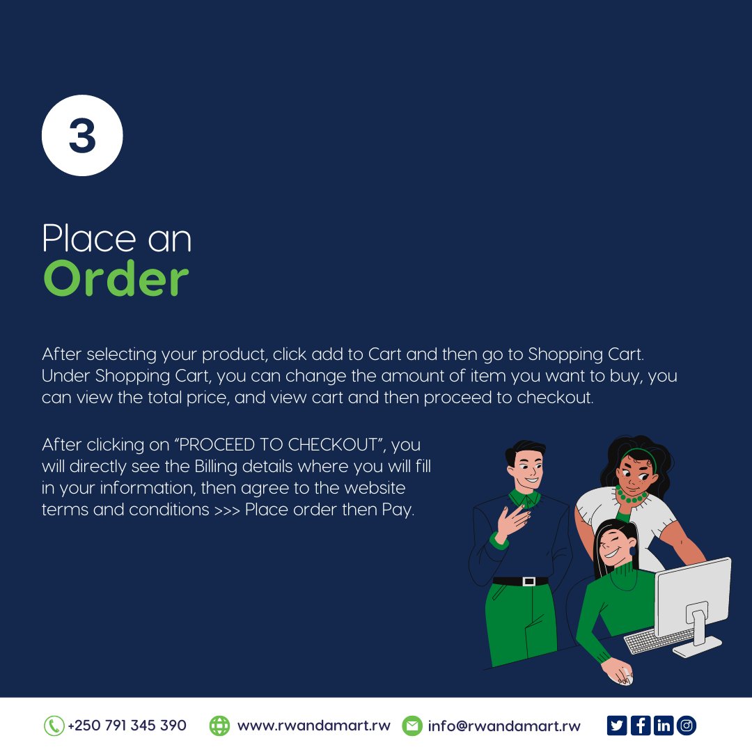 rwandamart's tweet photo. Make your shopping experience seamless and easy on RwandaMart by following these 4 simple steps.
Easy, fast and secure ordering.

Shop now! Link in Bio.

🔗 https://t.co/I9DJDVR9i9
📲 +250 791 345 390 |🚛 Free Delivery in Kigali

#rwot #rwandamart #madeinrwanda https://t.co/4JpZ20keFE