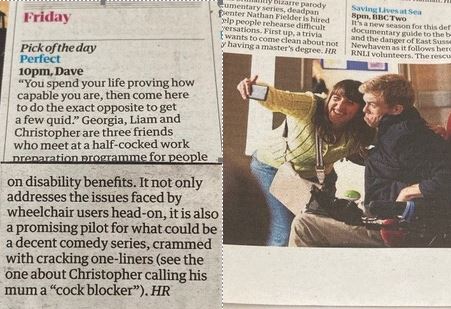 Laurence_Clark's tweet photo. Chuffed my #comedy pilot Perfect is Pick of the Day for Friday in @guardian. It’s on @davechannel at 10pm, then streams on @UKTVPlay. Starring George Robinson, Wills Whittington, @shreyza, @_JoGriffin, Juliet Cowan, Tanya Moodie, @nathan_foad and @sukhojla! https://t.co/J1pVniBTeO