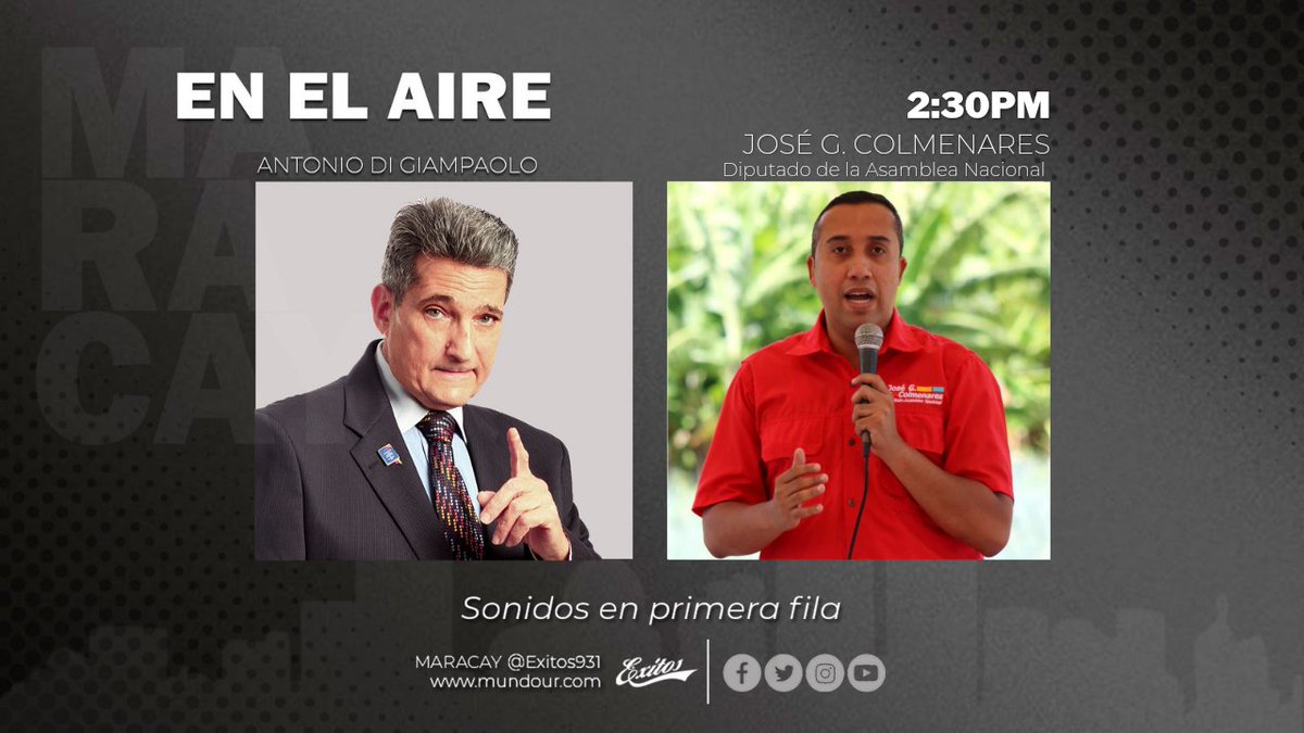 adigiampaolo's tweet photo. Esta tarde @JG_COLMENARES conversa en el #programaEnElAire sobre #eleccionesdebase de @PartidoPSUV por @Exitos931 https://t.co/dQBoBXNJDw