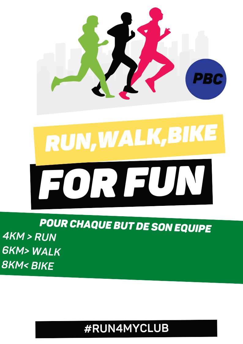 PobarChallenge's tweet photo. Supportez votre équipe favorite et faites du sport.
Avec l'inspiration de @BiraMbodj, nous lancons le #RUN4MYCLUB qui consiste à courir, marcher ou rouler à vélo pour féter les buts de son Club.
Alors quel club aura plus de versements de KM?
Taak Jukk sama gars yi! https://t.co/nXCrIFe4cd