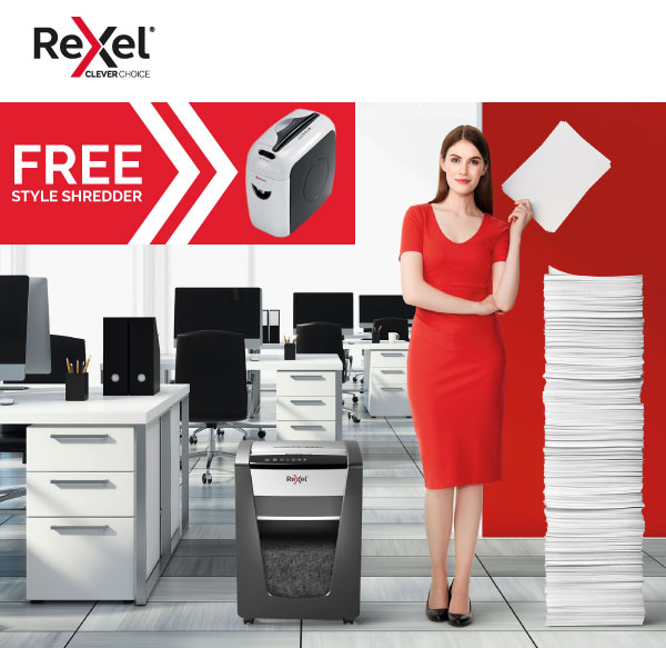 arrow_office's tweet image. Promotion: FREE Rexel Style Shredder - mailchi.mp/5a917f1b200a/p…
Claim a FREE Rexel Style Shredder
when you purchase any Momentum Extra Shredder