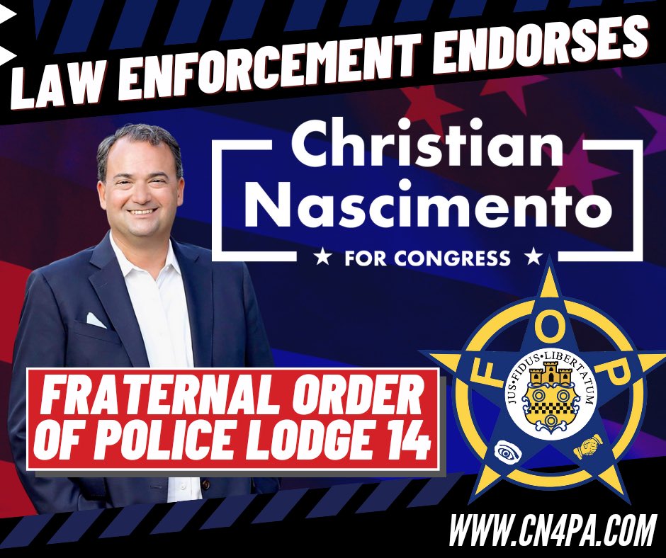 CNasForPA's tweet image. I’m proud &amp;amp; honored to have received the endorsement from Montco FOP Lodge #14. These brave men and women put lives on the line for all of us - they have our backs &amp;amp; I will have theirs! Safe streets are the 1st step in building an economy that works for all Americans.