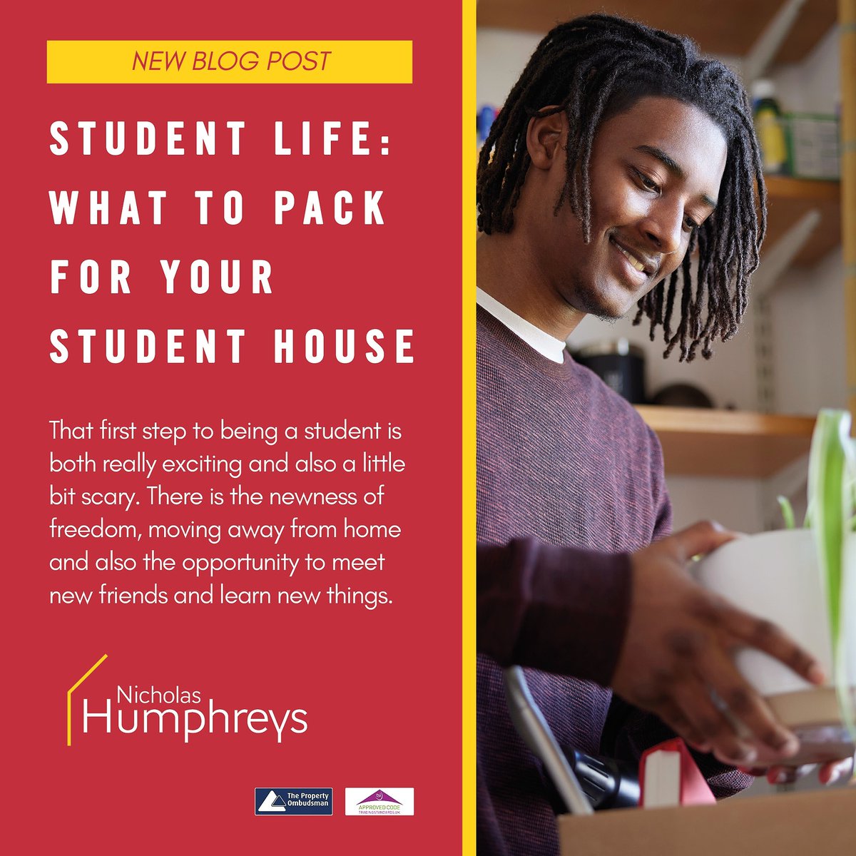 Our 'student life' series continues with this weeks article- what to pack for your student house 📦🏡 Click here to visit our blog bit.ly/3PExlyd #studentlettings #students #studentlife