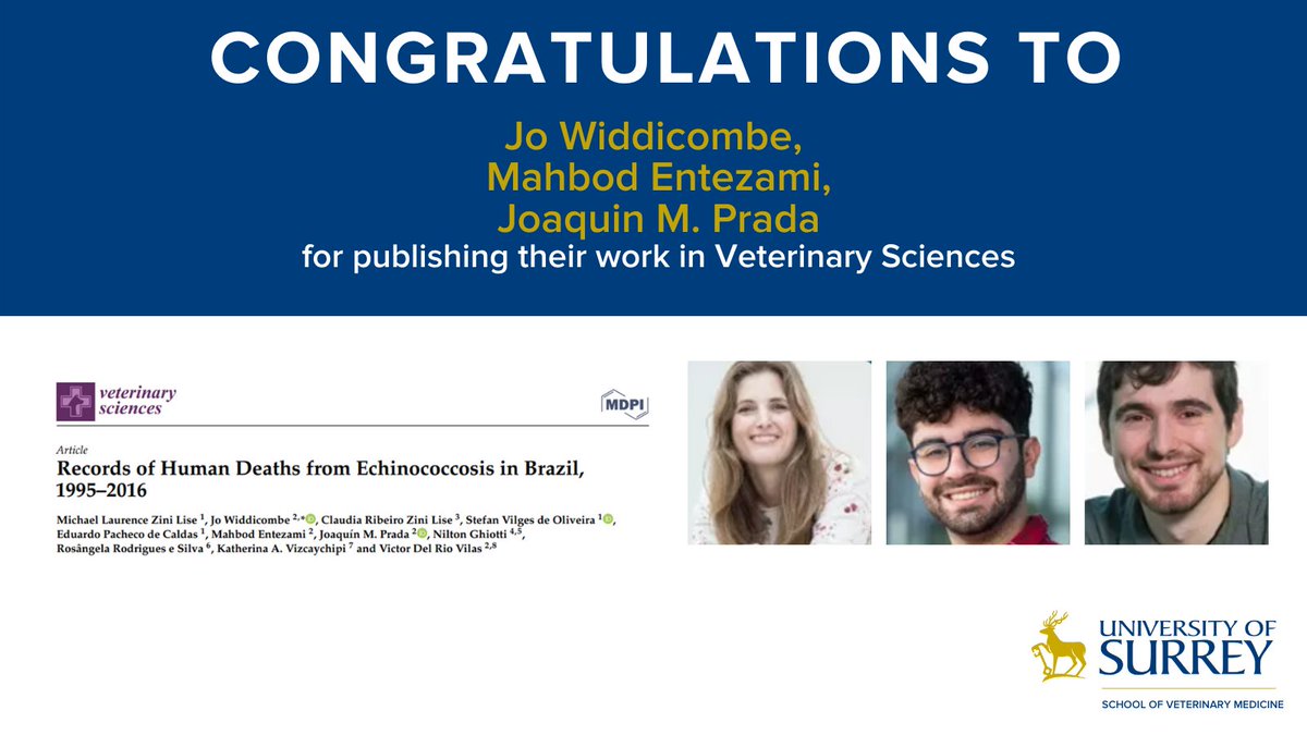 SurreyVet (@surreyvet) on Twitter photo 👏Congrats <a href="/PradaLab/">Prada Modelling Lab</a> <a href="/jo_widds/">Joanne Widdicombe</a> <a href="/EpiPixels/">JM Prada</a> <a href="/EntezamiMahbod/">Mahbod Entezami</a> <a href="/UniOfSurrey/">University of Surrey</a> for publishing their work in <a href="/Vetsci_MDPI/">Veterinary Sciences</a> on Records of Human Deaths from Echinococcosis in Brazil, 1995-2016.
Read here | ow.ly/isk050KlZJ9
#OpenAccess
#SurreyResearch 👏Congrats <a href="/PradaLab/">Prada Modelling Lab</a> <a href="/jo_widds/">Joanne Widdicombe</a> <a href="/EpiPixels/">JM Prada</a> <a href="/EntezamiMahbod/">Mahbod Entezami</a> <a href="/UniOfSurrey/">University of Surrey</a> for publishing their work in <a href="/Vetsci_MDPI/">Veterinary Sciences</a> on Records of Human Deaths from Echinococcosis in Brazil, 1995-2016.
Read here | ow.ly/isk050KlZJ9
#OpenAccess
#SurreyResearch