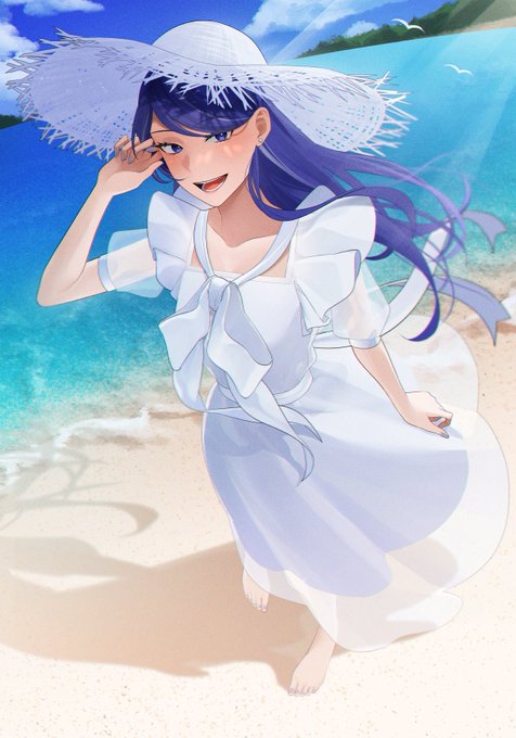 「blue hair sundress」 illustration images(Latest)
