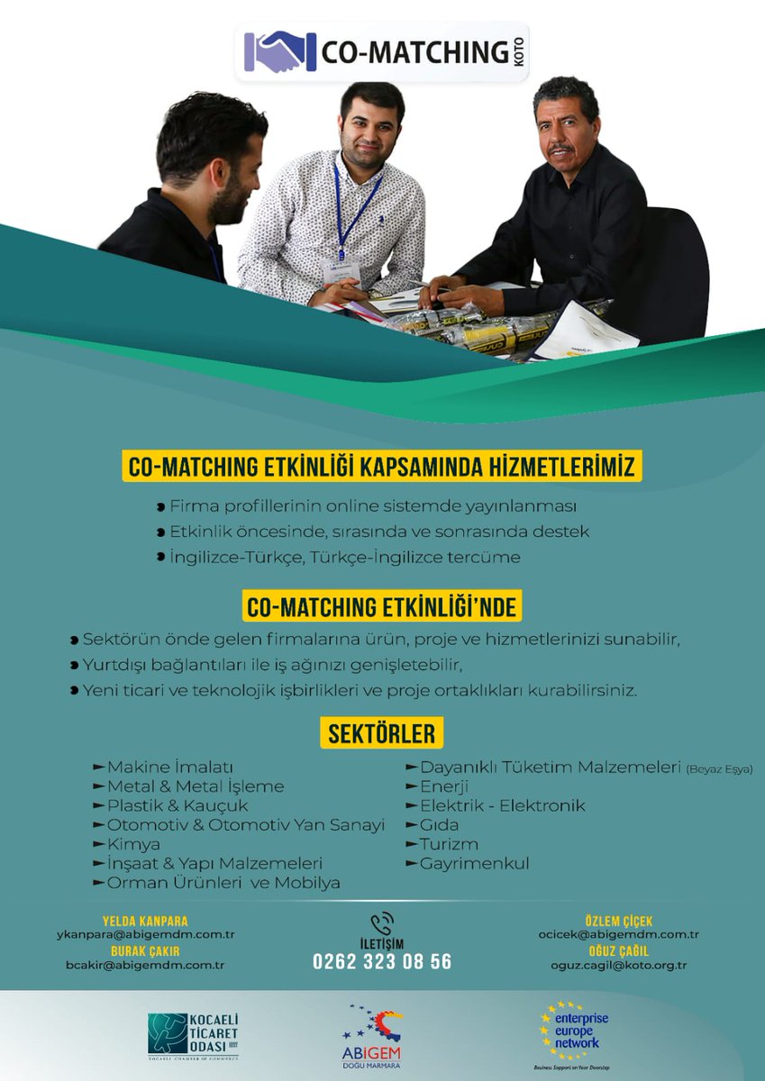 ulutekteknopark's tweet image. 📢#CoMatching İkili İş Görüşmeleri Etkinliği

🗓️25 Ağustos 2022 Perşembe
➡️Kayıt İçin: co-matching-2022.b2match.io
✨Katılım Ücretsizdir

‼️ Son kayıt tarihi 23 Ağustos

Kayıt esnasında “Support Office” kısmında “ULUTEK Technopark” seçmeniz gerekmektedir

@KocaeliTOdasi @abigemdm