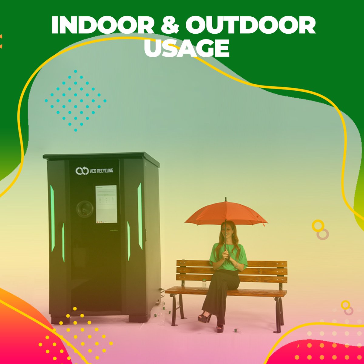 AcoRecycling's tweet image. Indoor &amp;amp; Outdoor Usage ♻️

K-3 has ability to function both for Indoor &amp;amp; Outdoor usages. Plug and play anytime, anywhere. 🔌

#K3SmartReverseVendingMachine #Gamechanger #AcoRecycling #G1SmartReverseVendingMachine #ZeroWaste #recycling #reducecarbonfootprint #reducewaste