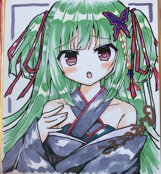 ムラサメちゃんの色紙完成ー!
髪綺麗に塗れた🦋🎀 