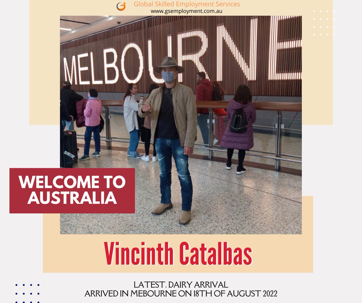 GlobalSkilled's tweet photo. ~ VINCINTH CATALBAS~
LATEST DAIRY ARRIVAL
Arrived in Melbourne on 18th of August 2022
Welcome, Vincinth‼️
https://t.co/UJzc8JFgt0
All the best - Mmsa Gses Staff
#dairyfree #dairy #dairyfarm #dairyfarming #cows #Philippines #japan #saudiarabia #uae #dubai #Australia #GSES https://t.co/1hraFiR0DE