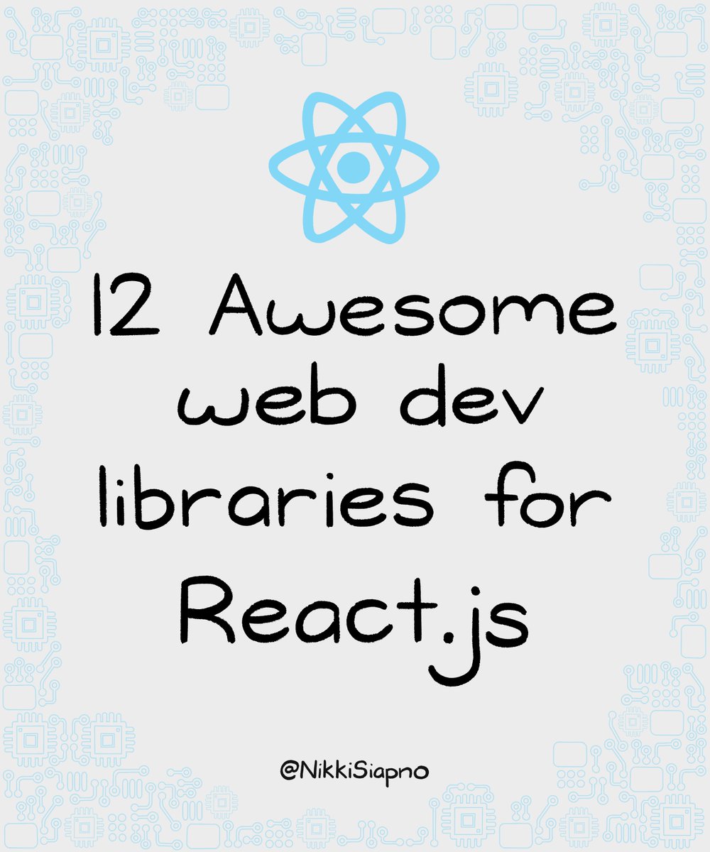 NikkiSiapno's tweet image. 📌 12 Awesome Web Development Libraries For Programmers Using React.js 🧵👇