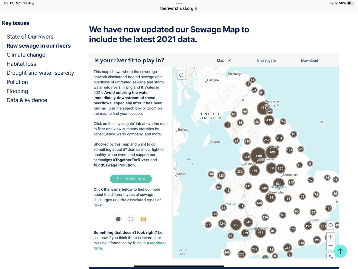EPERiley's tweet image. Up to date map from The Rivers Trust shows more sewage dumps in River Tyne than almost any other river. ⁦@NorthumbrianH2O⁩ should be ashamed. It is destructive, deplorable and a damning indictment of their lack of care &amp;amp; respect for our environment and beautiful River Tyne.