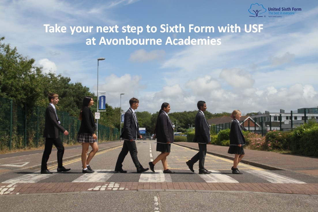 For Y11 students hoping to join USF, enrolment takes place at Avonbourne Academies between 10:30am and 1pm on 25th August.

Contact office@unitedsixthform.org.uk for details

Visit unitedsixthform.org.uk for subject and entry requirement information.

#USFProud
<a href="/UnitedSixth/">United Sixth Form</a>