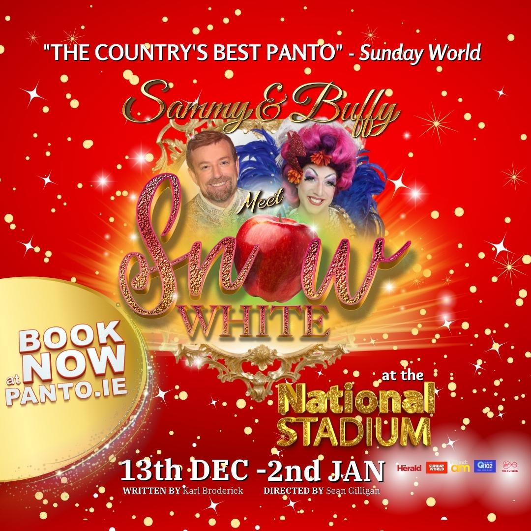 Snow White coming to The National Stadium THIS DECEMBER 
Tickets available from gr8events.ie/panto22 &amp; panto.ie 

 #snowwhite #thisdecember #booktickets #bookyourtickets #dublin #christmas #family #familyentertainment #fun