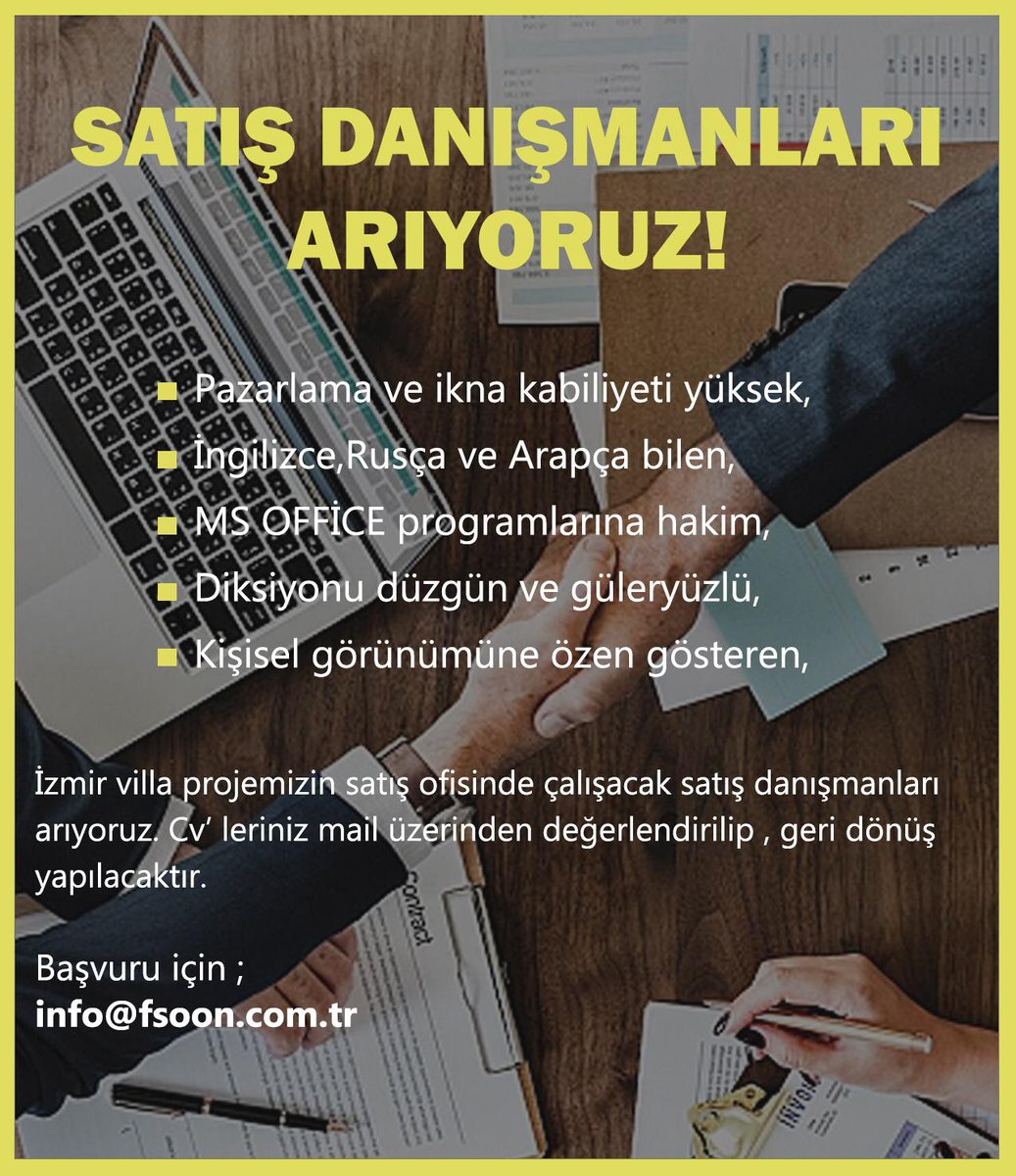 fahriyerbil's tweet photo. İzmir Dikili’de 600 villalık projemizin satış ofisinde çalışacak,
Ayrıca,
Maslak /Sarıyer/İSTANBUL
merkezimizde sadece İzmir projemiz için çalışacak satış ofisi profesyonelleri aramaktayız.

CV leriniz için
e-mail: info@fsoon.com.tr
#fsoongayrimenkulajansı
#izmir #villaprojesi https://t.co/8O2iUgolVi