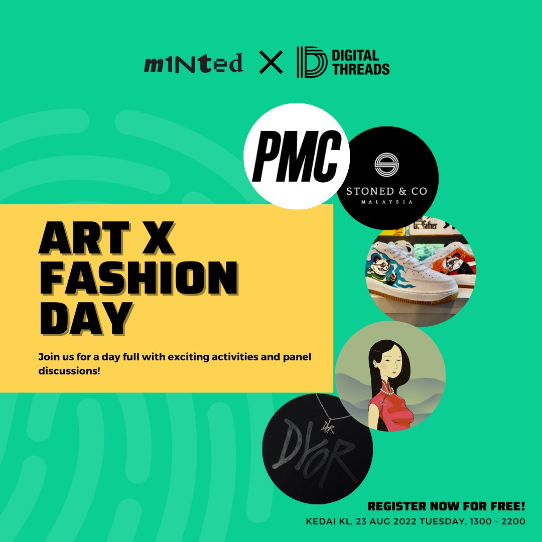 IT'S <a href="/M1ntedAsia/">M1NTED</a> WEEK!

Come thru to Kedai KL tomorrow to get your M1NTED DYOR merch + print ANY NFT you own on a tee 😎

Join us from 7pm till late as <a href="/codycoexfoo/">Codycoexfoo</a> chats with our friends <a href="/HughKoh/">HughPMC</a> <a href="/mrandrewngo/">andrewngo.eth</a> <a href="/8sianmom/">8sianmom</a> <a href="/meliajyin/">amelia</a>

Deets – m1nted.asia/agenda

SEE YA THERE!