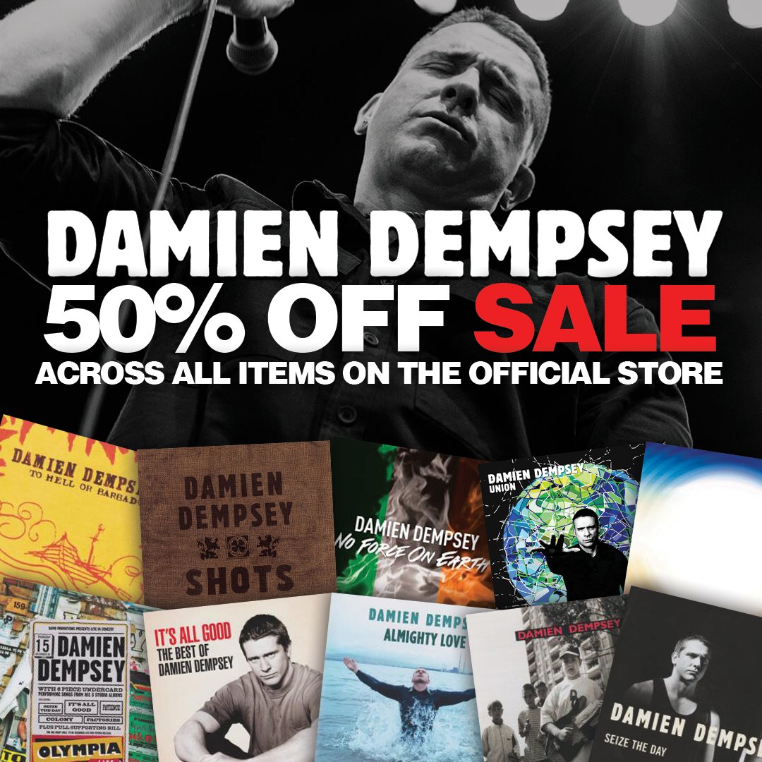 Head to Damo’s Official Merch Store for 50% off all items right now! Don’t miss out on this amazing sale! Team Damo x damiendempsey.tmstor.es