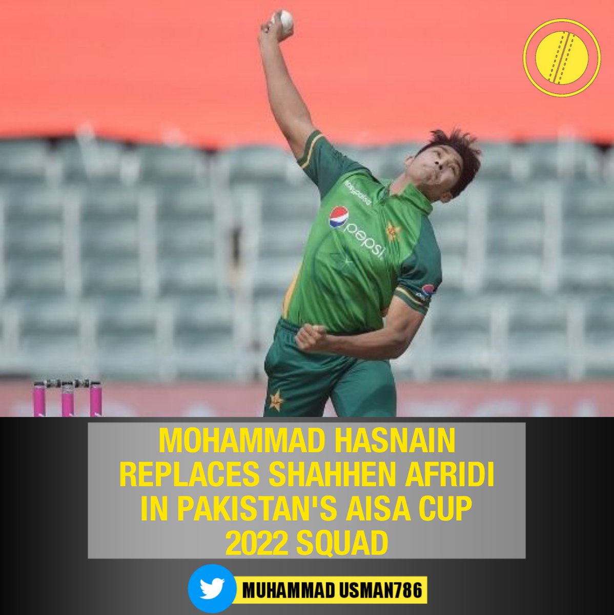 CricPlyzUsmanPK's tweet photo. Mohammad Hasnain will be part of Pakistan's squad for #AsiaCup2022 confirms PCB.
#Cricket | #Pakistan | #MohammadHasnain | #ShaheenAfridi | #BackTheBoysInGreen #MuhammadUsman786 https://t.co/l3ll61WOf1