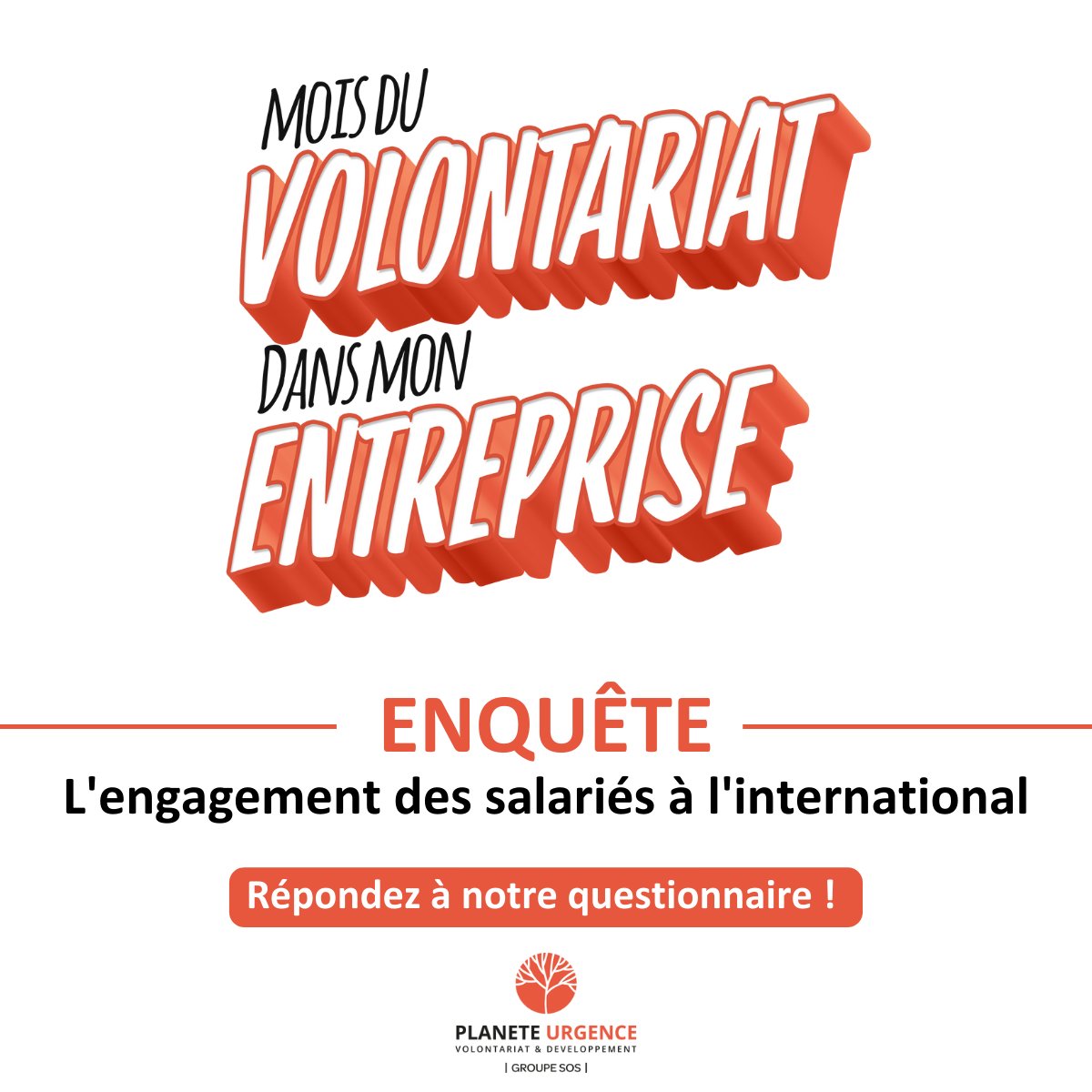 Planète Urgence (@planeteurgence) on Twitter photo Dans le cadre du Mois du Volontariat d’Entreprise organisé en octobre 2022 et soutenu par <a href="/FVolontaires/">France Volontaires</a> et <a href="/francediplo/">France Diplomatie 🇫🇷🇪🇺</a>, Planète Urgence lance une enquête sur le sujet de la pratique du volontariat et du mécénat d’entreprise. Dans le cadre du Mois du Volontariat d’Entreprise organisé en octobre 2022 et soutenu par <a href="/FVolontaires/">France Volontaires</a> et <a href="/francediplo/">France Diplomatie 🇫🇷🇪🇺</a>, Planète Urgence lance une enquête sur le sujet de la pratique du volontariat et du mécénat d’entreprise.