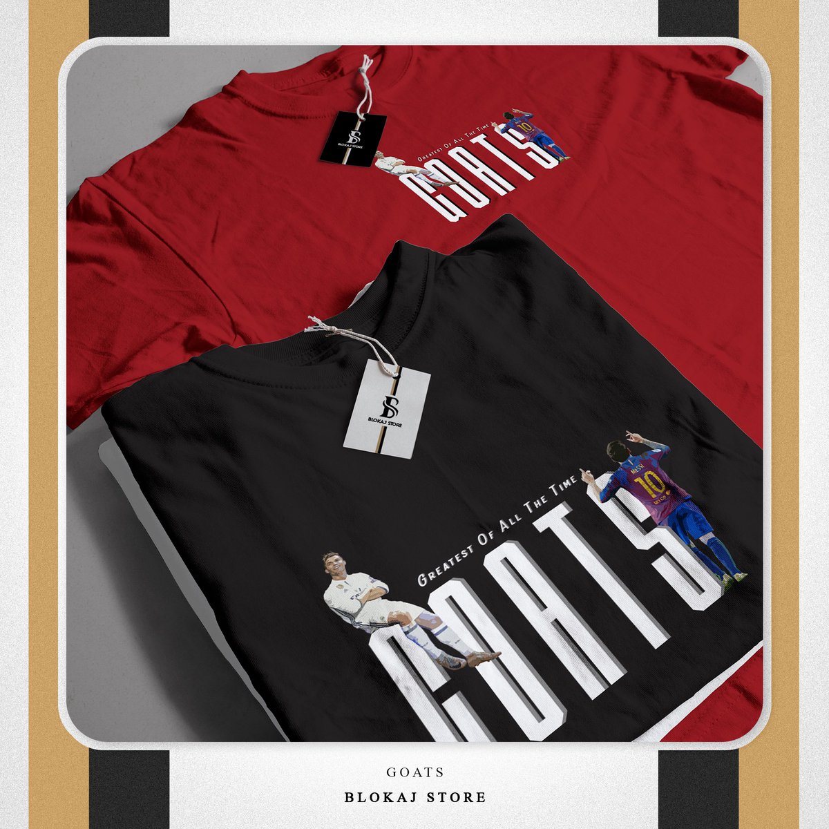 BlokajStore's tweet photo. ⭐ Tüm dünyanın izlediği tek bir sahne düşünün onlar bu sahnede yıllarca beraber oynadı.Ronaldo ve Messi için  hazırladığımız GOATS T-Shirt satışta...
🧵 %100 Pamuk ve 1.Sınıf Compact Penye kumaş kullanılmıştır.
🛒 https://t.co/kvcbip2LPB ve Instagram'da satışta. 
#messi #Ronaldo https://t.co/oIIvaKvjZr