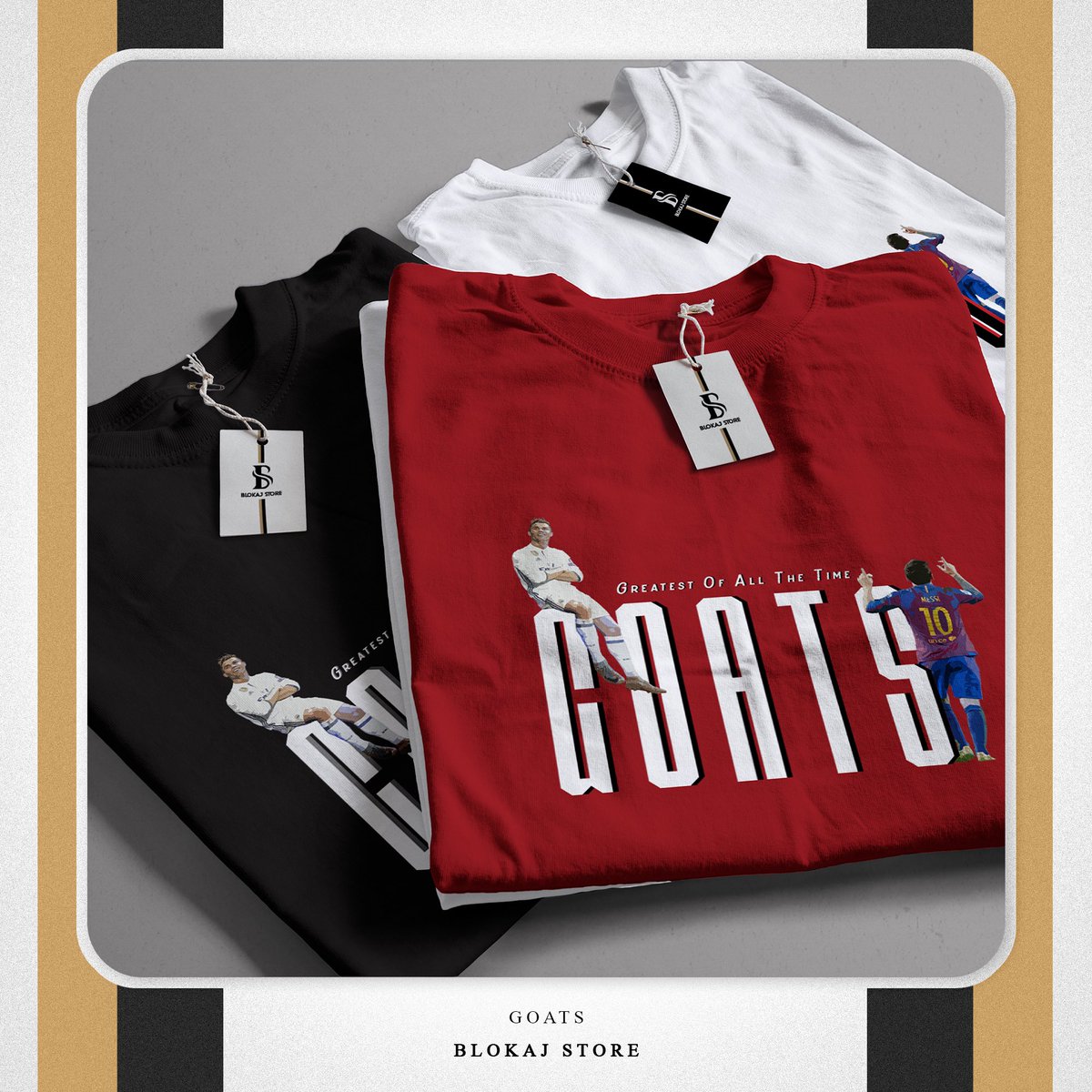 BlokajStore's tweet photo. ⭐ Tüm dünyanın izlediği tek bir sahne düşünün onlar bu sahnede yıllarca beraber oynadı.Ronaldo ve Messi için  hazırladığımız GOATS T-Shirt satışta...
🧵 %100 Pamuk ve 1.Sınıf Compact Penye kumaş kullanılmıştır.
🛒 https://t.co/kvcbip2LPB ve Instagram'da satışta. 
#messi #Ronaldo https://t.co/oIIvaKvjZr