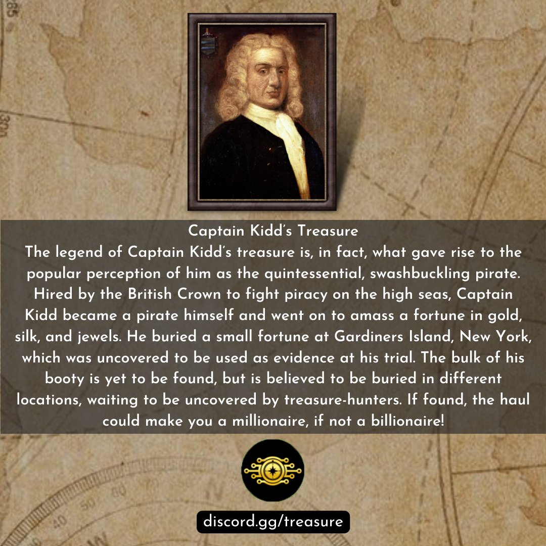 Treasure Trivia!

CAPTAIN KIDD!

Join our Discord
Server now!!

✔️Follow US
✔️TAG 3 FRIENDS
✔️Join discord: discord.gg/treasure

#NFTCommunity #NFT #NFTGiveaway #nfts #NFTdrop #NFTProjects #TREASURE #ww2 #YAMASHITA #Lostgold #Gold #Japan #Philippines #Gold