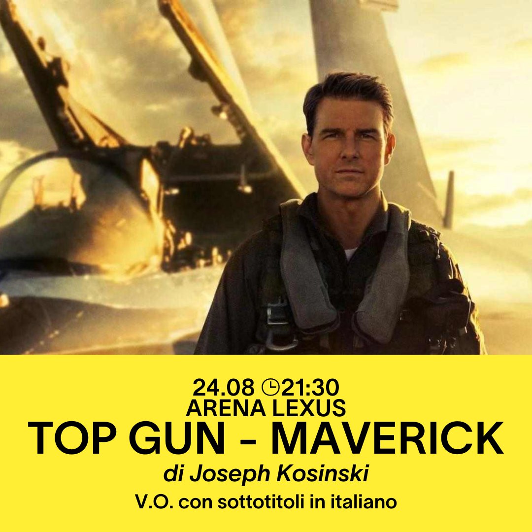 Il grande #cinema sull'#IsolaTiberina! 
Dopo 30 anni, #TomCruise torna a vestire i panni di #Maverick in #TopGun - #Maverick: da non perdere! 

Biglietti: tinyurl.com/yz3r57b4

#IsolaDelCinema #Arena #estateromana #24agosto