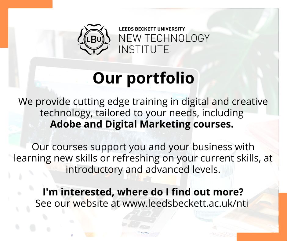 ntiLeeds's tweet photo. What does the @ntiLeeds do?
We look after you and your #business in the digital world; offering you a range of #adobe and #digitalmarketing courses at introductory and advanced levels, for you to learn new or refresh on your current skills.

Interested? > https://t.co/yIYOpufqLU https://t.co/9811Attamc