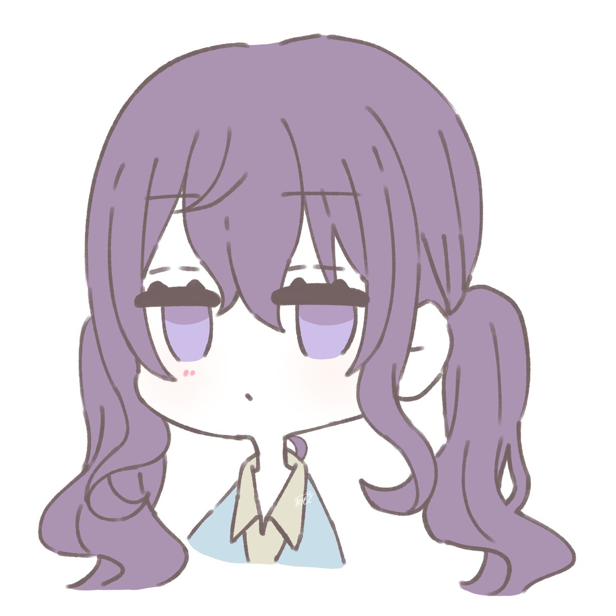 1girl solo purple hair twintails purple eyes white background simple background  illustration images