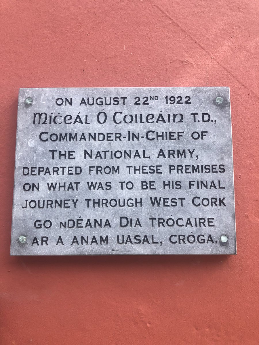 A plaque on the Eldon Hotel in Skibbereen commemorates Michael Collins, who was killed #onthisday in 1922 at Béal na Bláth. #irishhistory #michaelcollins #béalnabláth #decadeofcentenaries #skibbereen